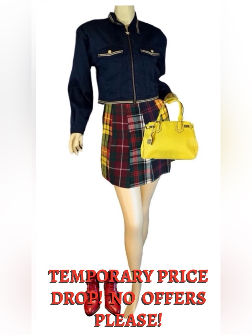 LIZ WEAR BLUE AND GOLD VINTAGE 1990'S CROPPED JACKET (SP)